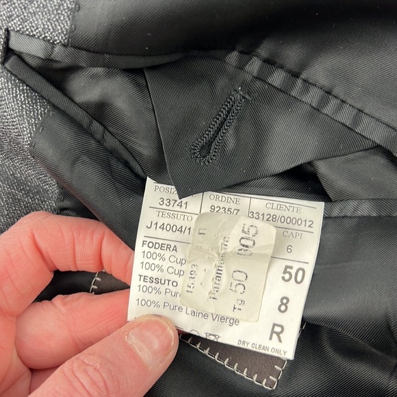 Men's Canali charcoal check wool suit jacket sport coat - Picture 13 of 15